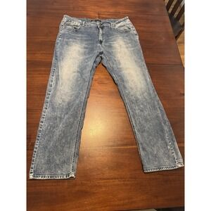 ROK Premium Denim Jeans Men's 38x30 Straight Leg Medium Wash Distressed‎ Look